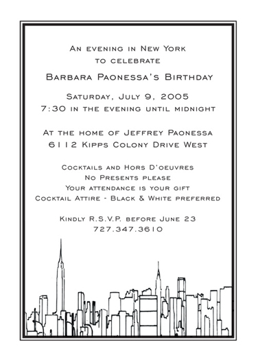 New York Theme Invitation