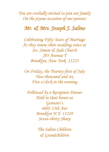 Golden Anniversary Invitation Golden Anniversary Invitation