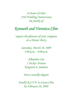 Fifty Fifth Wedding Anniversary Party Invitation