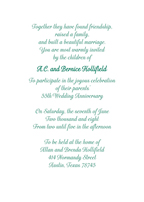 Fifty Fifth Wedding Anniversary Party Invitation