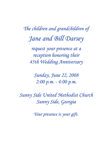 Sapphire Anniversary Invitation