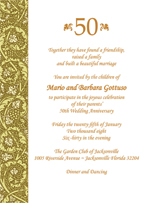 Fiftieth Wedding Anniversary Party Invitation