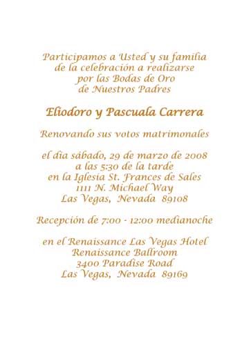 Spanish wedding anniversary spanish invitation wording