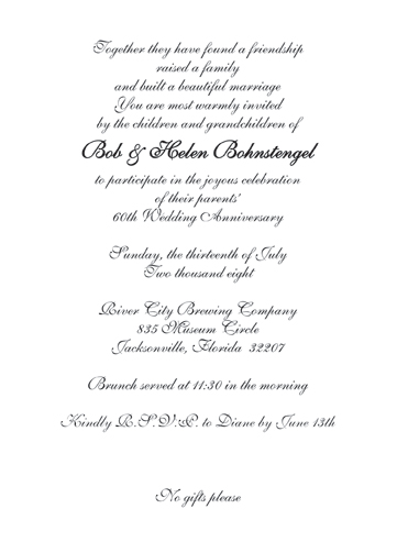 60th anniversary invitations