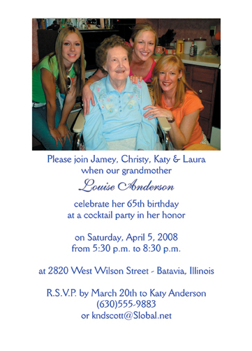 65th Birthday Party Invitation