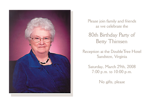 80th birthday party. 80th Birthday Party Invitation