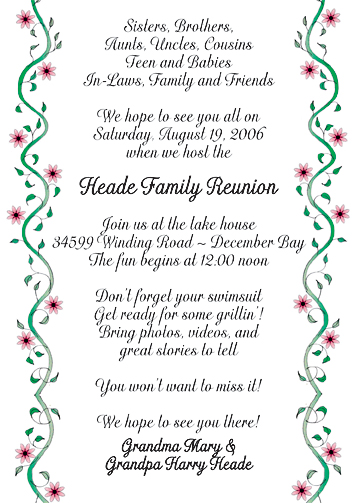 family reunion invitations