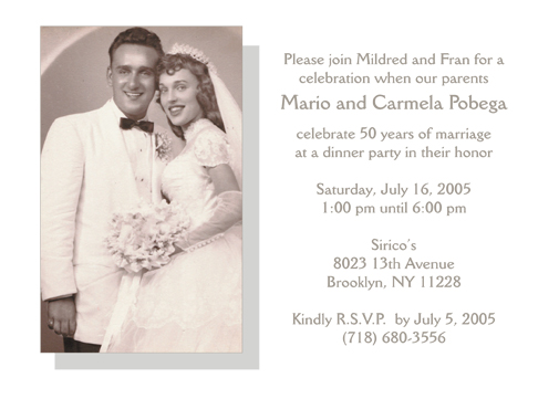 Fiftieth Wedding Anniversary Party Invitation