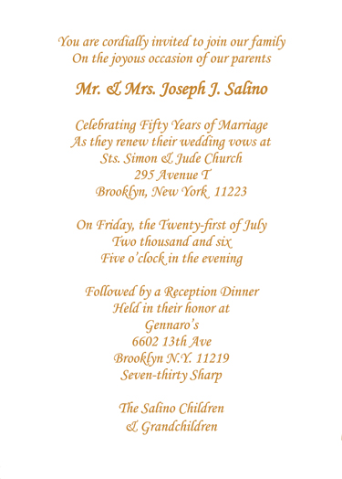 Fiftieth Wedding Anniversary Party Invitation