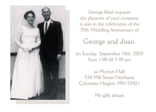 Thirty Fifth Wedding Anniversary Party Invitation