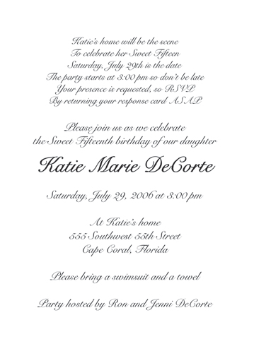 Sample+Formal+Birthday+Party+Programs Spanish Quinceanera Invitation Wording Sample
