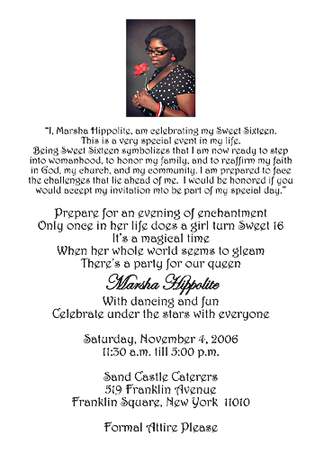 Sweet 16 Invitation