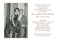 30th Wedding Anniversary Party Invitation