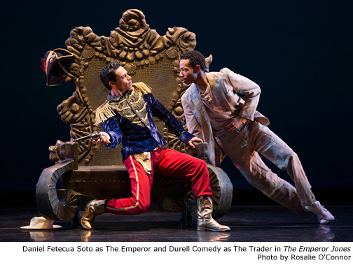 Daniel Fetecua Soto as The Emperor and Durell Comedy as The Trader in The Emperor Jones.  Photo by Rosalie O'Connor 