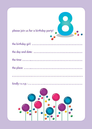 10 Childrens Birthday Party Invitations 8 Years Old Girl - CUTE! - BPIF ...