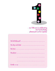 Birthday Party Invitation - One Year Old Birthday Party Invitation - One Year Old