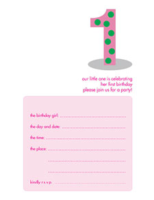 Birthday Party Invitation - One Year Old Birthday Party Invitation - One Year Old
