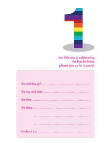 Birthday Party Invitation - One Year Old