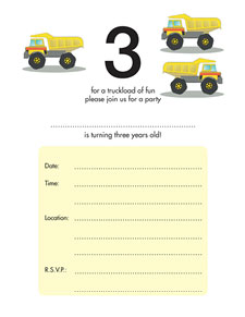 Birthday Party Invitation - Three Years Old Birthday Party Invitation - Three Years Old