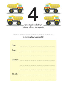 Birthday Party Invitation - Four Years Old Birthday Party Invitation - Four Years Old